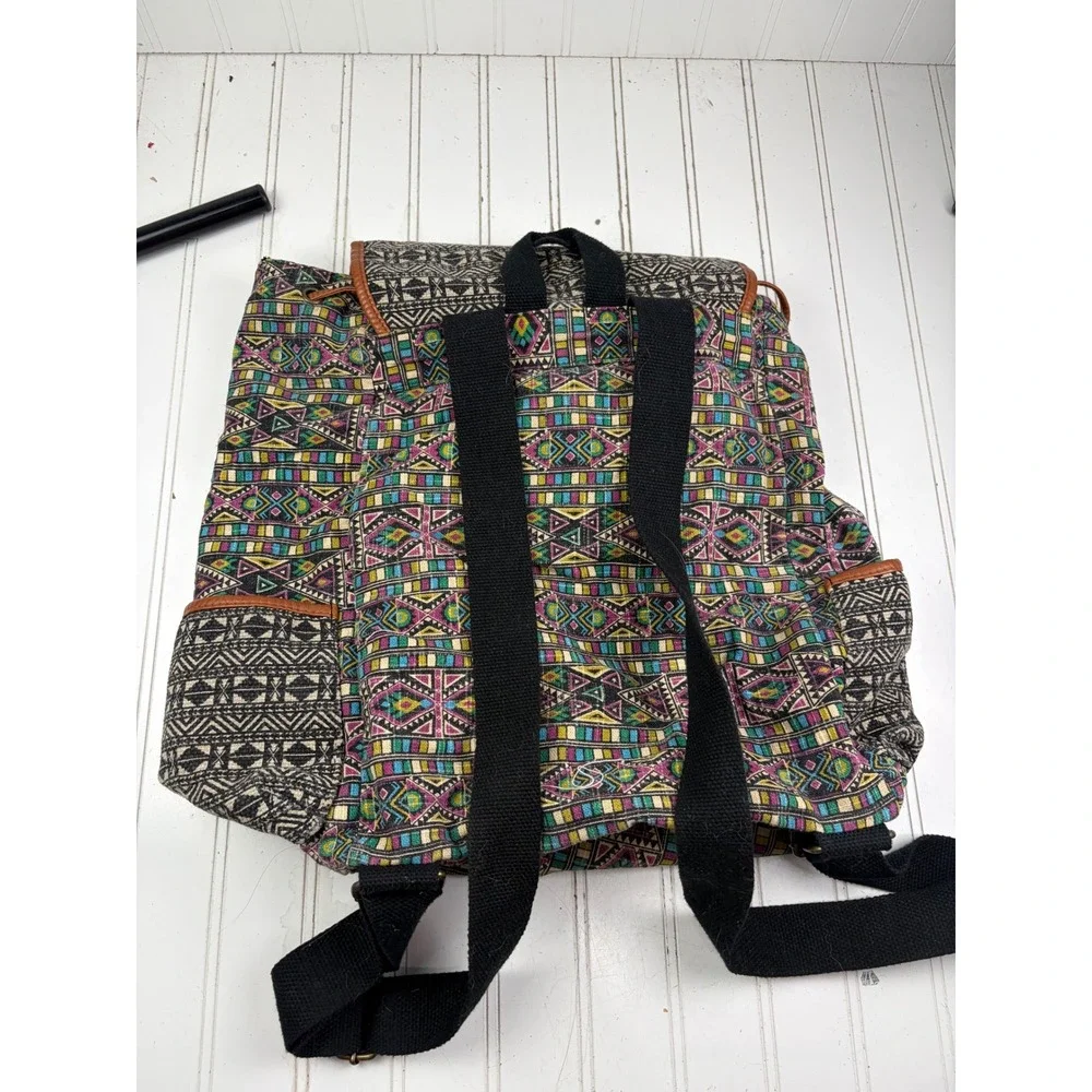 Mossimo Vintage Y2K Boho Hippie Tribal Multicolor Yin Yang Backpack Bookbag
